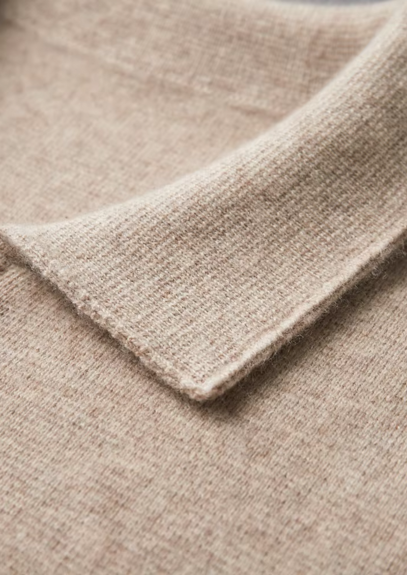 Ekstra İnce Merino Yünlü Fermuarlı Polo Hırka