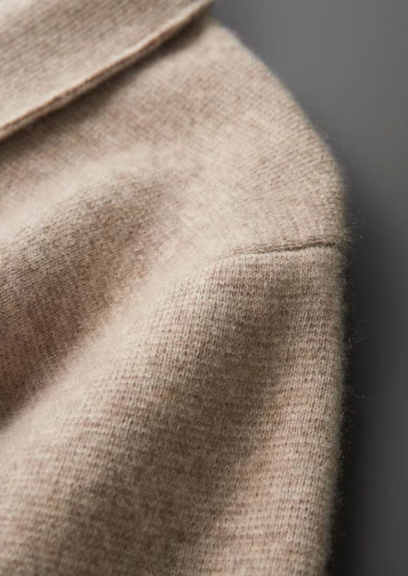 Ekstra İnce Merino Yünlü Fermuarlı Polo Hırka