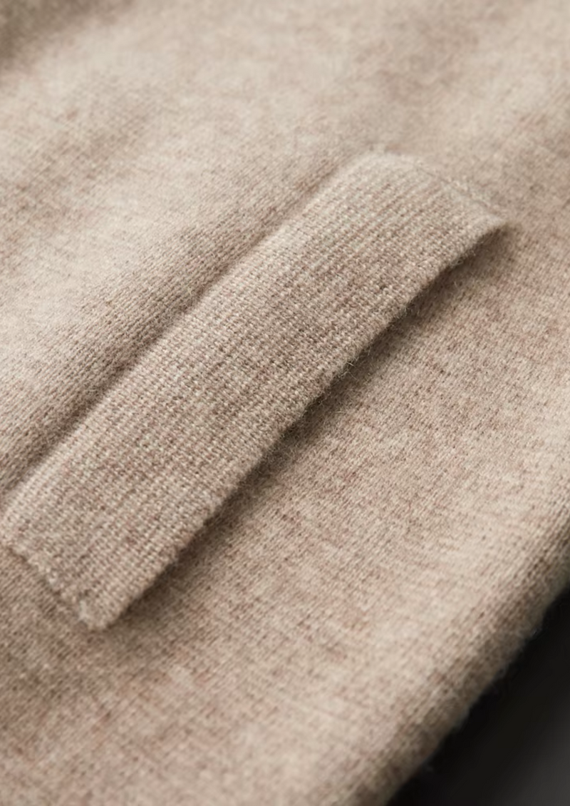 Ekstra İnce Merino Yünlü Fermuarlı Polo Hırka