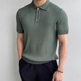 GIMCHEON Örgü Polo Yaka Tişört