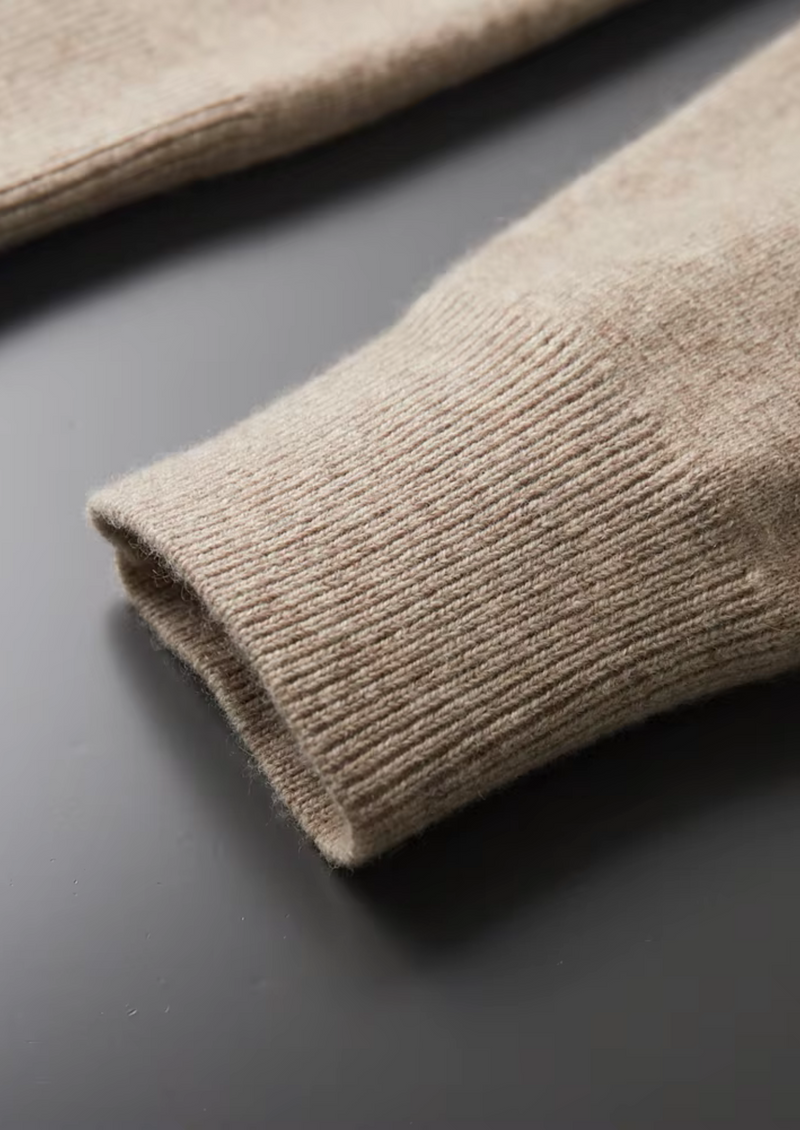 Ekstra İnce Merino Yünlü Fermuarlı Polo Hırka