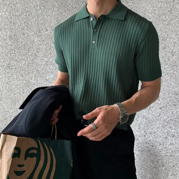 GIMCHEON Örgü Polo Yaka Tişört