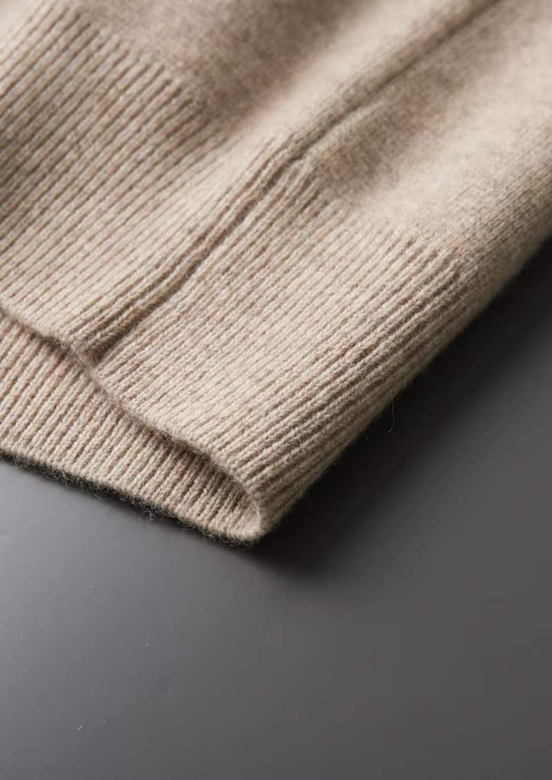 Ekstra İnce Merino Yünlü Fermuarlı Polo Hırka