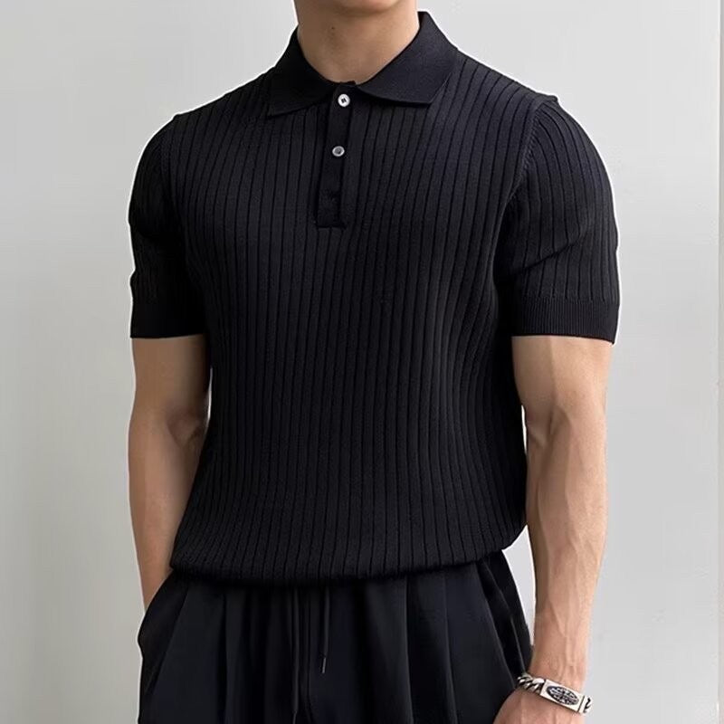 GIMCHEON Örgü Polo Yaka Tişört