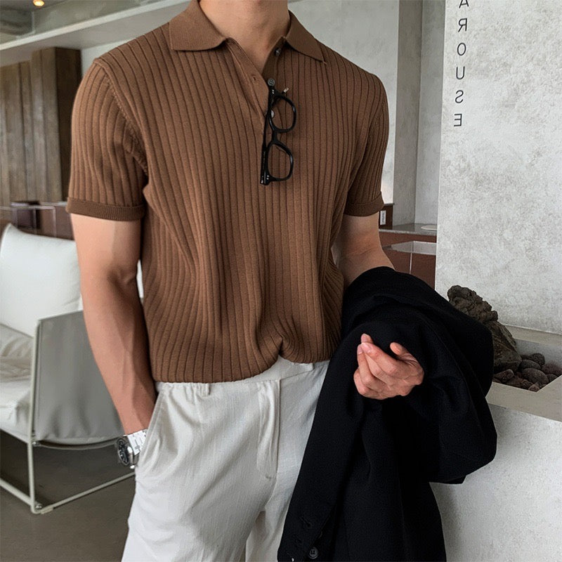 GIMCHEON Örgü Polo Yaka Tişört
