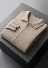 Ekstra İnce Merino Yünlü Fermuarlı Polo Hırka
