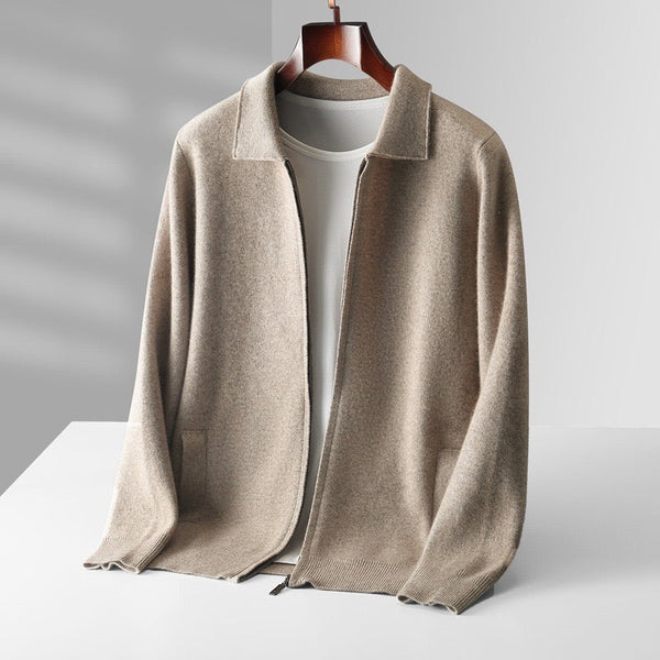 Ekstra İnce Merino Yünlü Fermuarlı Polo Hırka