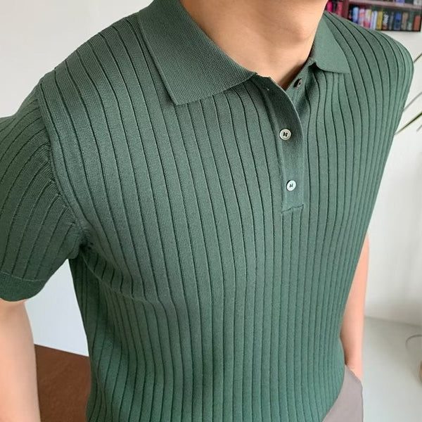 GIMCHEON Örgü Polo Yaka Tişört