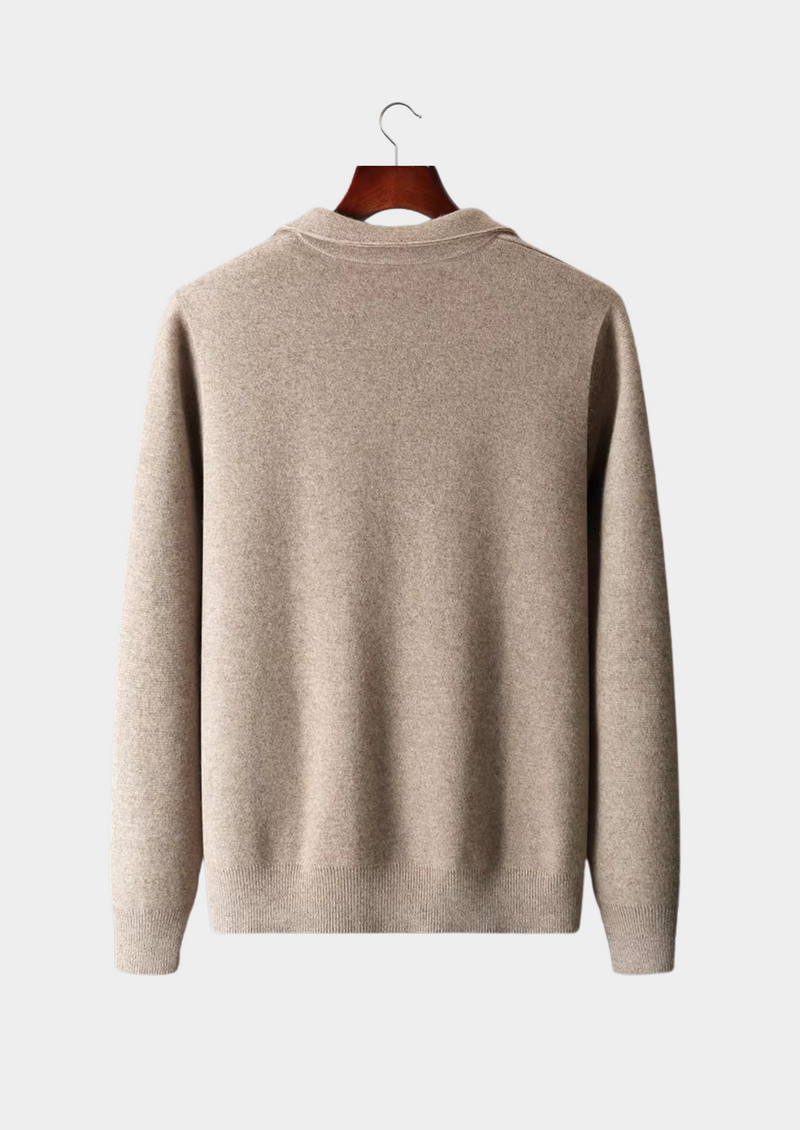 Ekstra İnce Merino Yünlü Fermuarlı Polo Hırka
